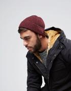 Asos Fisherman Beanie In Burgundy Twist - Red