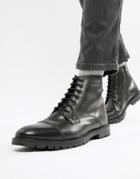 Base London Brigade Toe Cap Boots In Black - Black