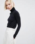 Ganni Barneys High Neck Long Sleeved Top - Black