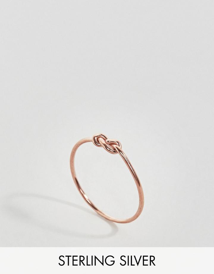 Asos Rose Gold Plated Sterling Silver Gentle Twist Ring - Copper