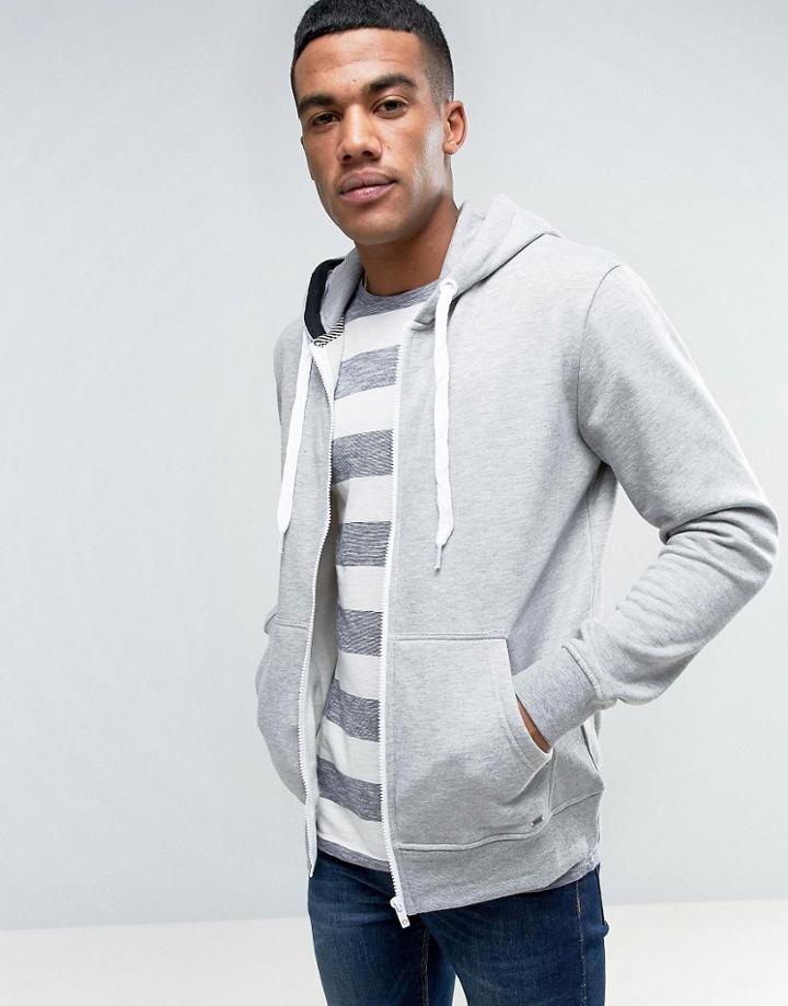 Solid Zip Up Hoodie In Gray - Gray
