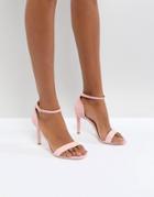 Dune London Barely There Heeled Sandals In Pink Leather - Pink