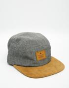 Asos 5 Panel Cap In Gray With Faux Suede Peak - Gray
