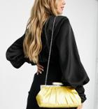 True Decadence Exclusive Clutch Bag In Ruched Satin-yellow