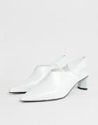 Mango Leather Sling Back Shoe On Setback Heel In White - White