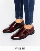 Asos Michaela Wide Fit Leather Flat Shoes - Red