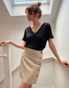 & Other Stories Linen Button Through Mini Skirt In Beige-neutral