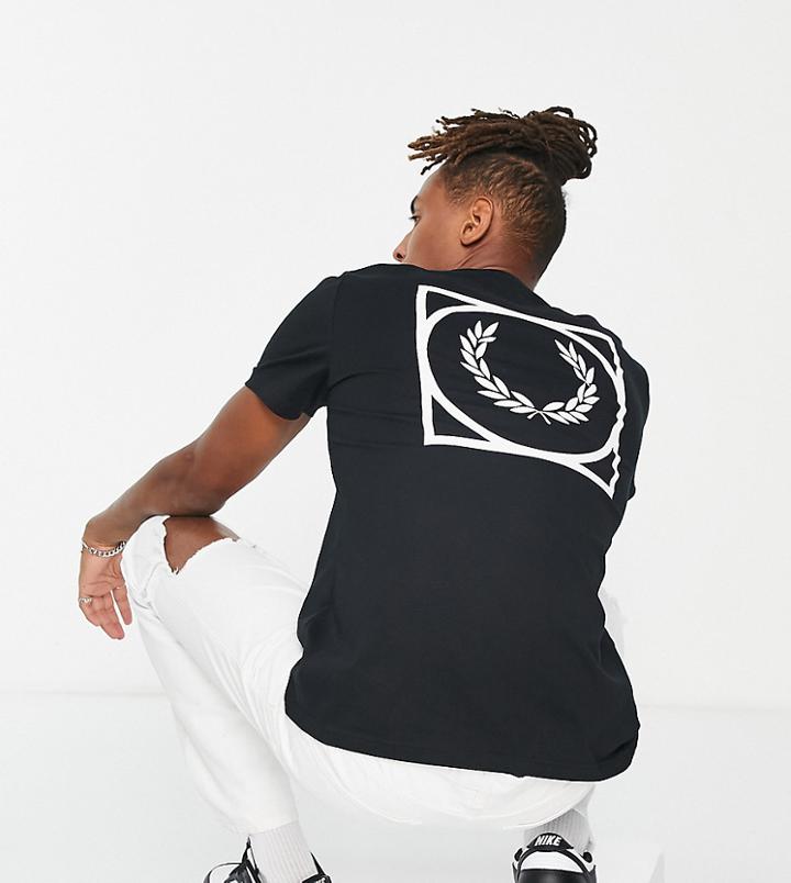 Fred Perry Back Print T-shirt In Black Exclusive To Asos