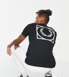 Fred Perry Back Print T-shirt In Black Exclusive To Asos