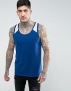 Asos Tank With Contrast Detail - Blue