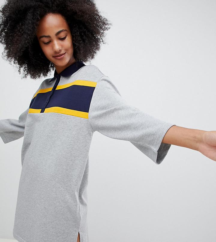 Monki Oversized Rugby Dress In Gray