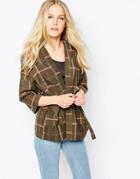 Vila Winter Check Belted Short Kimono - Black