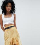 Rokoko Crinkle Square Neck Crop Top With Button Front-white