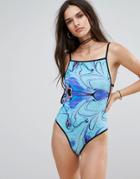 Noisy May Tan Lines Reversable Swimsuit With Open Back - Black