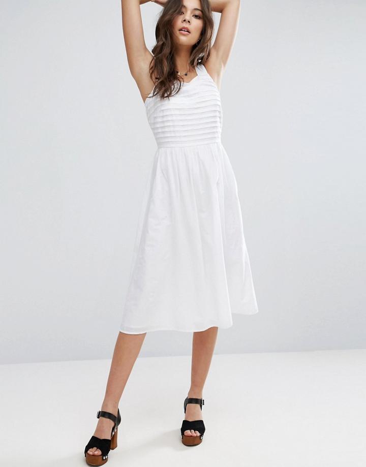 Asos Pleated Midi Sundress - White