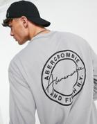 Abercrombie & Fitch Circle Logo Back Print Long Sleeve Top In Gray