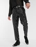 Asos Design Slim Crop Smart Pants In All Over Sequins In Black