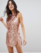 Motel Cami Backless Dress In Disc Sequin - Gold