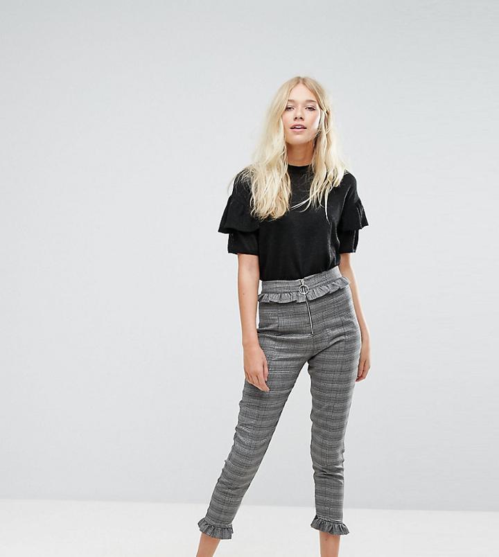Bershka Dog Tooth Check Tailored Pant-multi