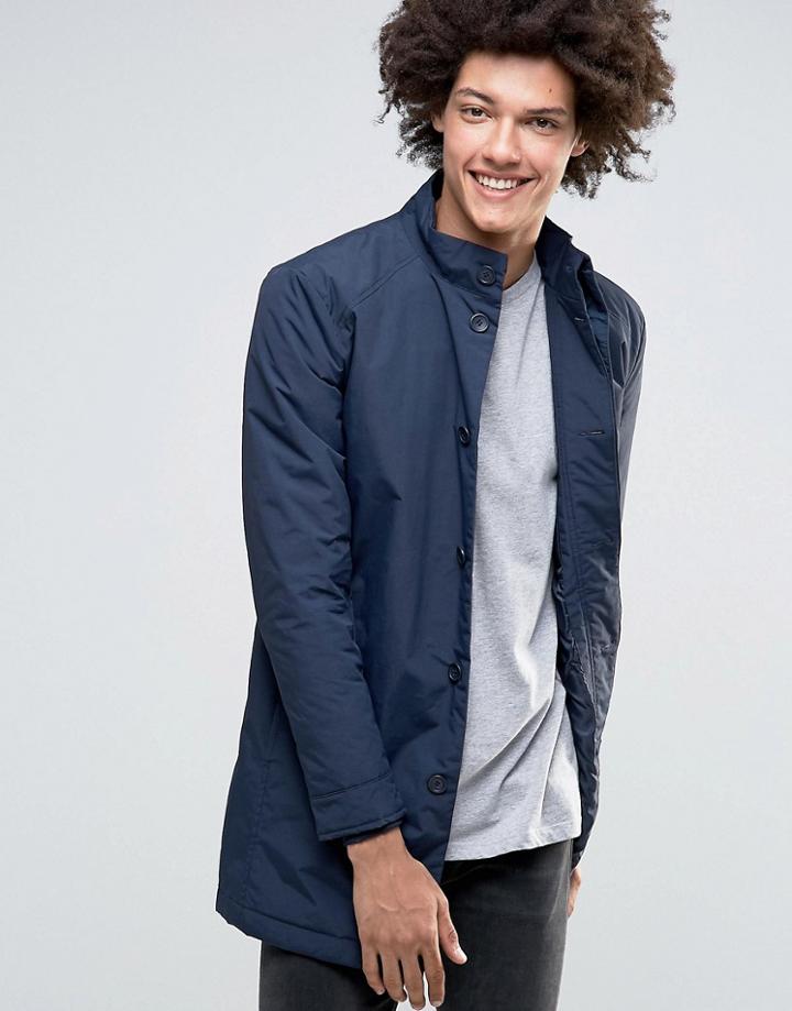 Minimum Ferris Slim Trench Coat Nylon Thinsulate Lined - Navy