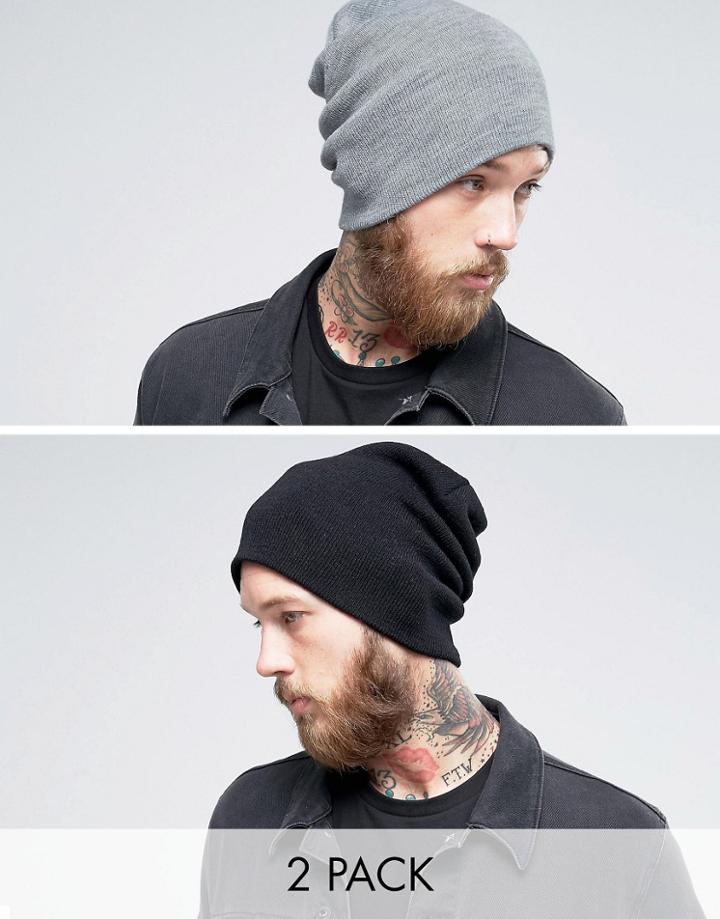 Gregorys 2 Pack Slouchy Beanie Black/gray - Multi