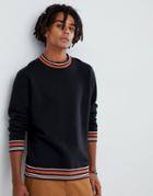 Wood Wood Nathan Sweatshirt With Striped Trims In Black - Black