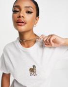 Hnr Ldn Oversized T-shirt With Embroidered Puppy In Gray-grey