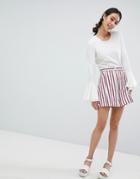 Monki Stripe Mini Skirt In White - Multi