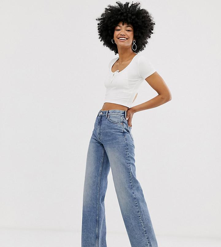 Monki Organic Cotton Wide Leg Yoko Jeans In Blue