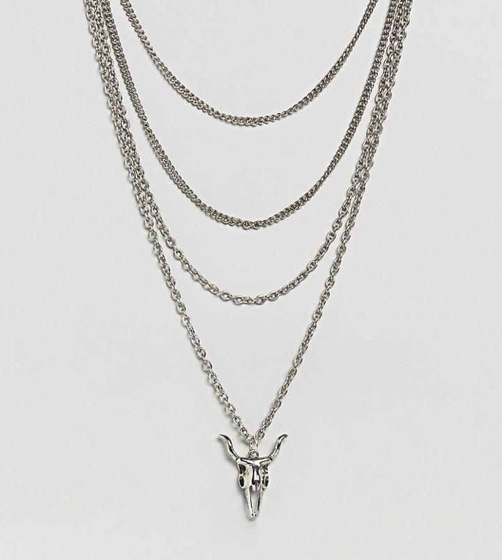 Sacred Hawk Rams Head Pendant Necklace - Silver