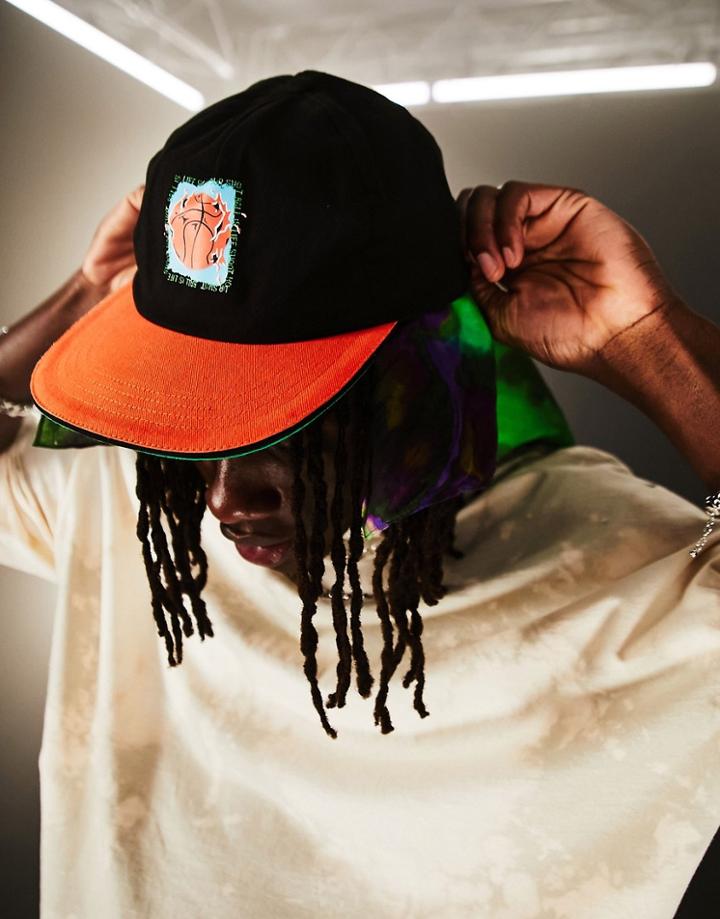 Asos Design Soft Snapback Cap In Retro Basketball Design-multi