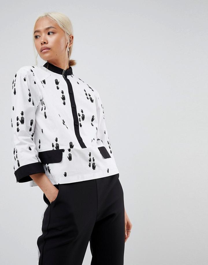 Asos White Hand Print Shirt - Multi