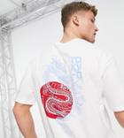 Selected Homme Organic Cotton Oversized T-shirt With Dragon Back Print In White Exclusive At Asos