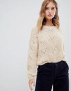 Only Cable Knit Sweater-beige