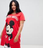Yours Mickey Mouse Short Sleeve Nightdress - Red