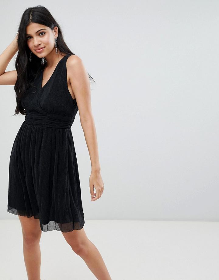Deby Debo Sparkle V-neck Mini Dress - Black