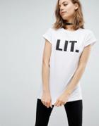 Asos T-shirt With Lit Print - White