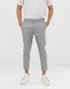 New Look Smart Pants In Light Gray Check