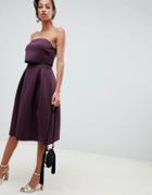 Asos Design Bandeau Crop Top Prom Midi Dress-purple