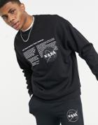 Asos Design Nasa Oversized Crewneck Sweatshirt Set In Black