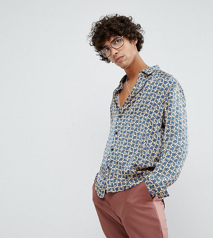 Reclaimed Vintage Inspired Paisley Shirt In Reg Fit - Blue