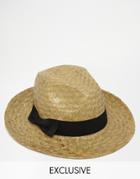 Reclaimed Vintage Straw Fedora Hat - Cream