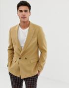 Asos Design Melange Skinny Blazer In Camel - Beige