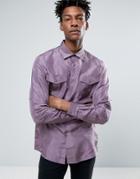 Asos Regular Fit Silk Shirt In Purple - Purple