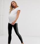 Asos Design Maternity Over The Bump Leggings With Double Side Stripe