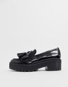 Monki Tassel-detail Flatform Loafer In Black - Black