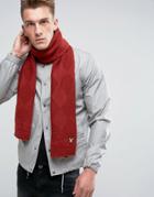 Lyle & Scott Diamond Knitted Scarf - Red