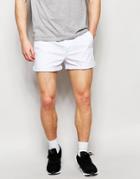 Asos Slim Chino Shorts In White In Shorter Length - White