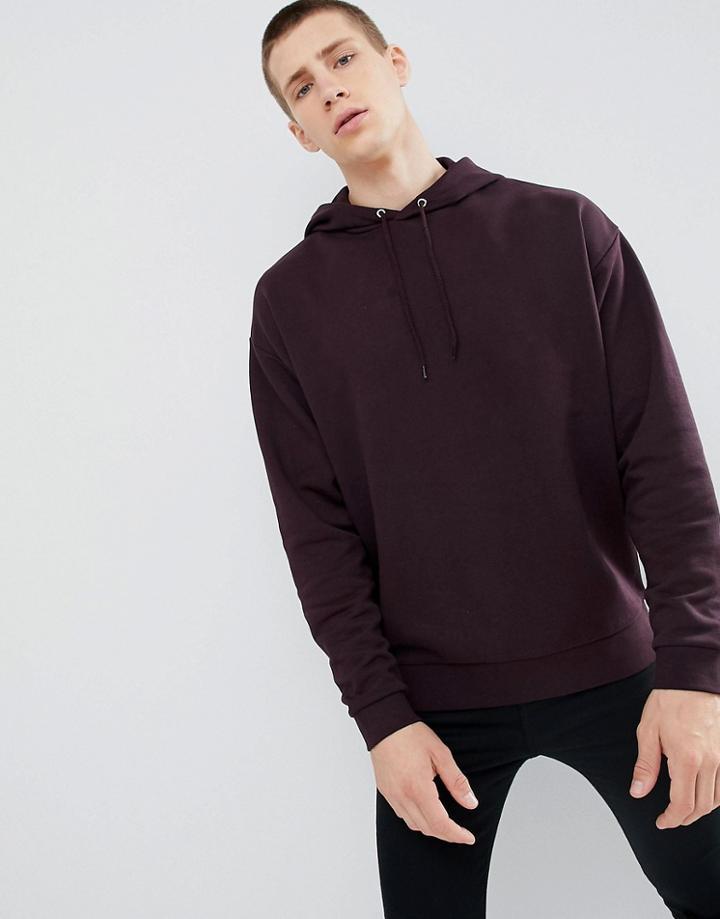 Asos Design Oversized Hoodie In Burgundy - Red