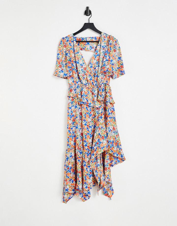 Topshop Tiered Bold Floral Dress-multi